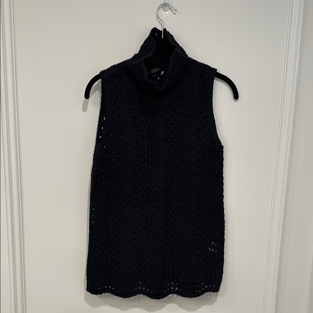 Black Sleeveless Knit Turtleneck Top